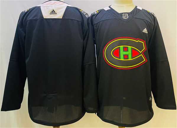 Mens Montreal Canadiens Blank 2022 Black Warm Up History Night Stitched Jersey